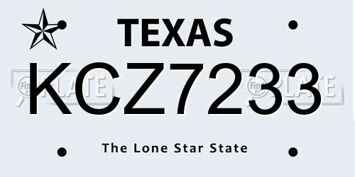 KCZ7233 Texas License Plate
