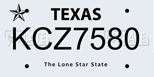 KCZ7580 Texas License Plate