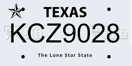 KCZ9028 Texas License Plate