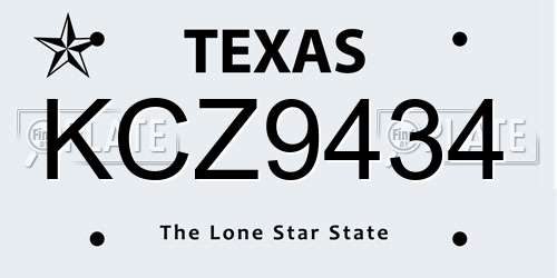 KCZ9434 Texas License Plate