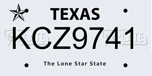 KCZ9741 Texas License Plate