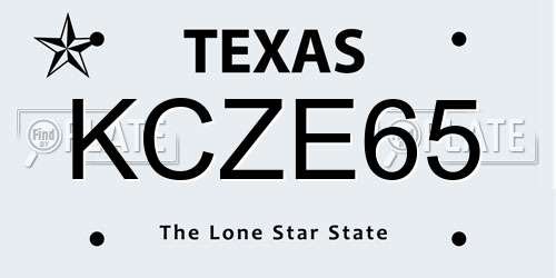 KCZE65 Texas License Plate