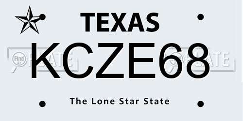 KCZE68 Texas License Plate