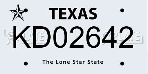 KD02642 Texas License Plate