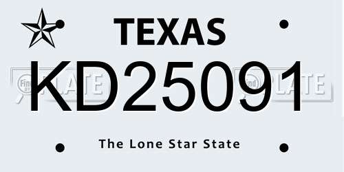 KD25091 Texas License Plate