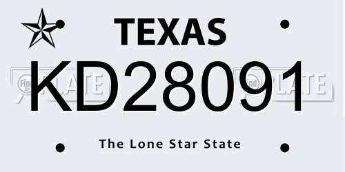 KD28091 Texas License Plate
