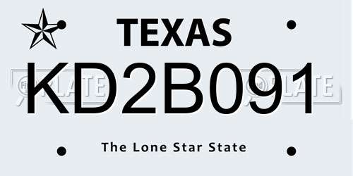 KD2B091 Texas License Plate