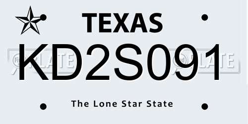 KD2S091 Texas License Plate