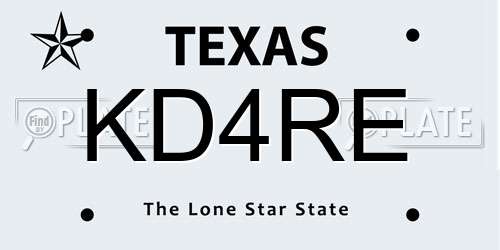KD4RE Texas License Plate