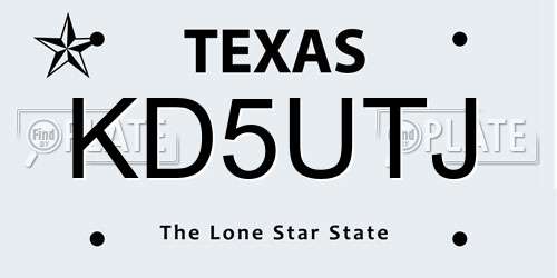 KD5UTJ Texas License Plate