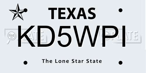 KD5WPI Texas License Plate
