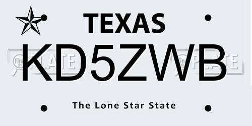 KD5ZWB Texas License Plate