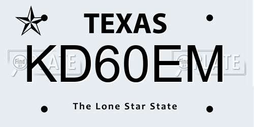 KD60EM Texas License Plate