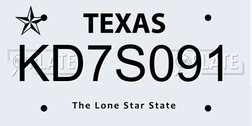 KD7S091 Texas License Plate