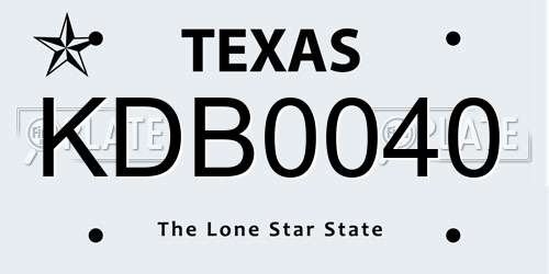 KDB0040 Texas License Plate
