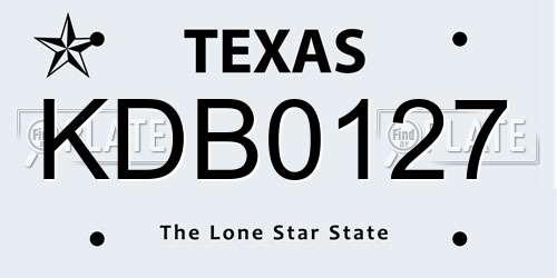 KDB0127 Texas License Plate