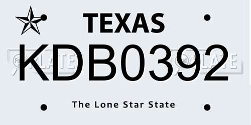 KDB0392 Texas License Plate