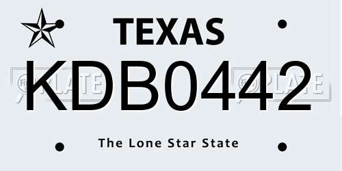 KDB0442 Texas License Plate