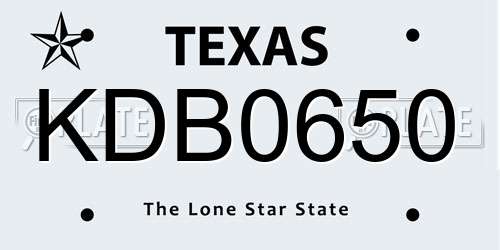 KDB0650 Texas License Plate