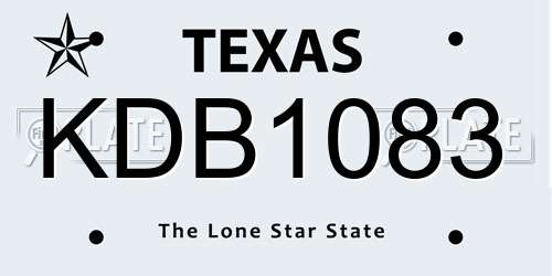 KDB1083 Texas License Plate