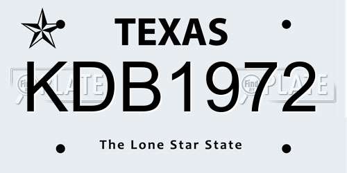 KDB1972 Texas License Plate
