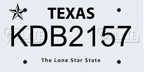 KDB2157 Texas License Plate