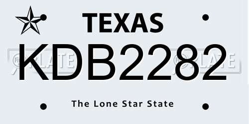 KDB2282 Texas License Plate
