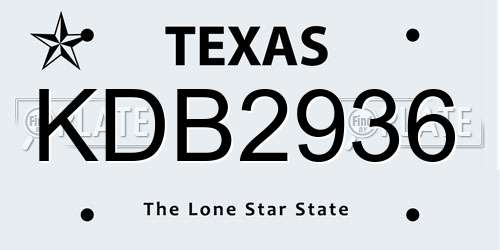 KDB2936 Texas License Plate