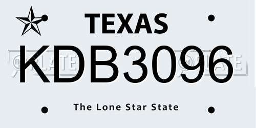 KDB3096 Texas License Plate