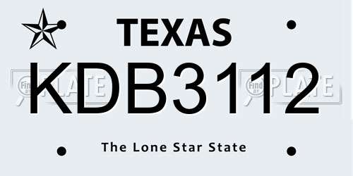 KDB3112 Texas License Plate
