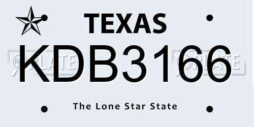 KDB3166 Texas License Plate