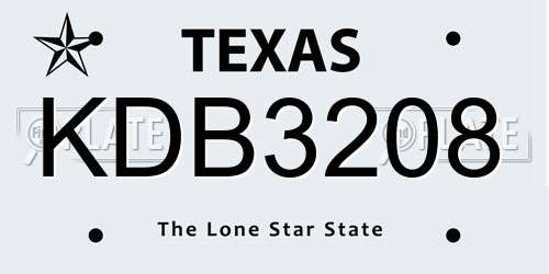 KDB3208 Texas License Plate