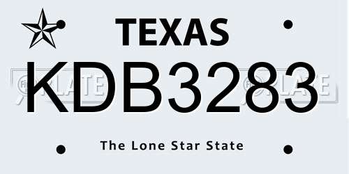 KDB3283 Texas License Plate