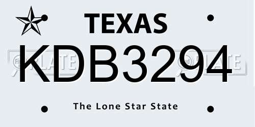 KDB3294 Texas License Plate
