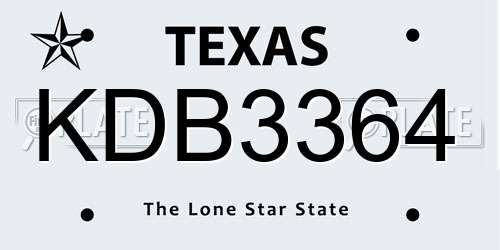 KDB3364 Texas License Plate