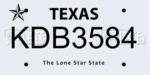KDB3584 Texas License Plate