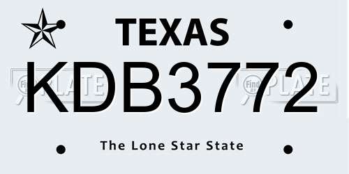 KDB3772 Texas License Plate