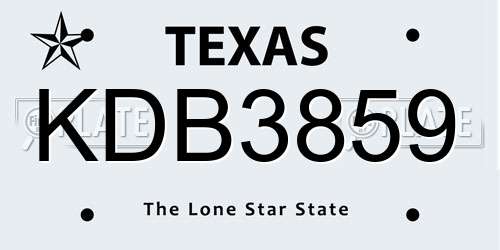 KDB3859 Texas License Plate