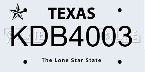 KDB4003 Texas License Plate