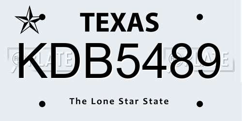 KDB5489 Texas License Plate