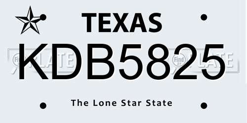KDB5825 Texas License Plate