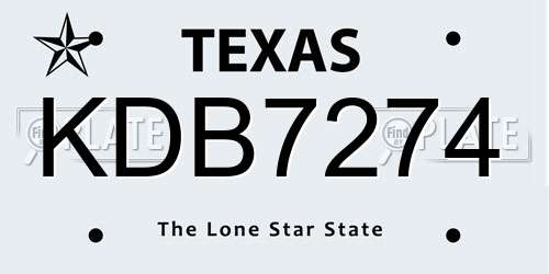 KDB7274 Texas License Plate