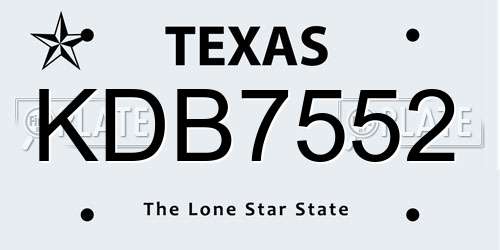 KDB7552 Texas License Plate