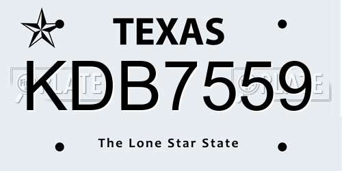 KDB7559 Texas License Plate