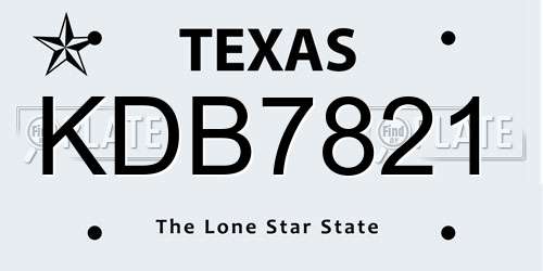 KDB7821 Texas License Plate