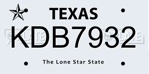 KDB7932 Texas License Plate