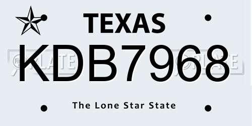 KDB7968 Texas License Plate