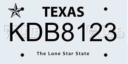 KDB8123 Texas License Plate