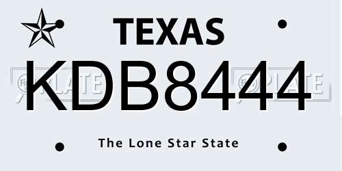 KDB8444 Texas License Plate