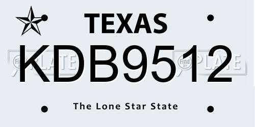 KDB9512 Texas License Plate